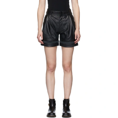 Shop Chloé Chloe Black Textured Leather Shorts In 001 Black