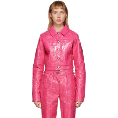 Shop Saks Potts Pink Croc Faux-leather Cowboy Jacket