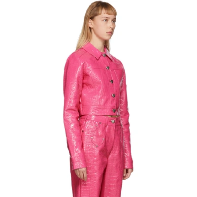 Shop Saks Potts Pink Croc Faux-leather Cowboy Jacket