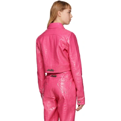 Shop Saks Potts Pink Croc Faux-leather Cowboy Jacket