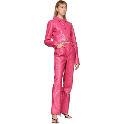 Shop Saks Potts Pink Croc Faux-leather Cowboy Jacket