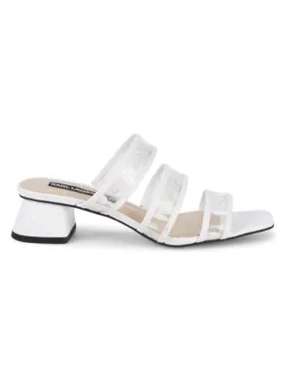 Shop Karl Lagerfeld Maci Transparent Strap Block-heel Slides In White