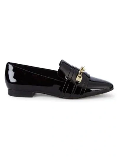 Shop Karl Lagerfeld Niki Point-toe Patent Leather Loafers In Black