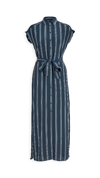 Club Monaco Blue Stripe Danielle Silk Dress In Size 00 | ModeSens