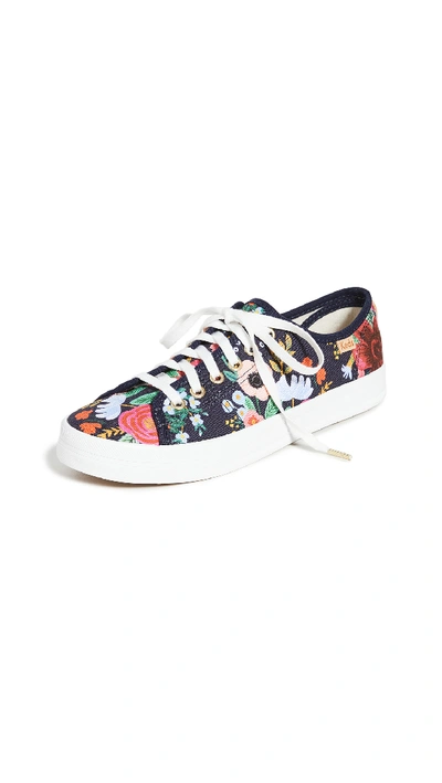 Shop Keds X Rifle Paper Co Kickstart Wild Rose Sneakers In Navy