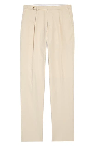 Shop Drake's Wordsworth Pleated Paper Cotton Trousers In Cream