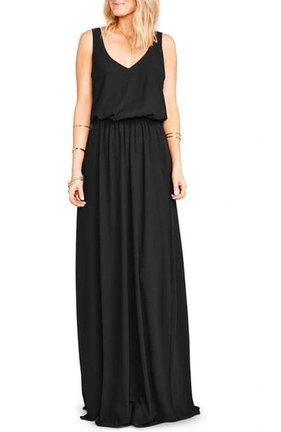 Shop Show Me Your Mumu Kendall Blouson A-line Gown In Black Chiffon