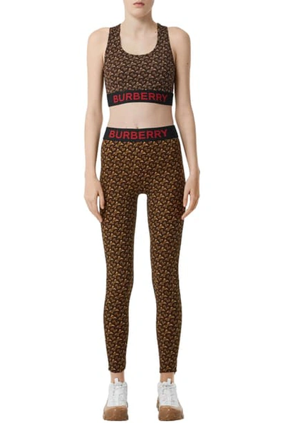 Shop Burberry Tb Monogram Print Leggings In Bridle Brown Pattern