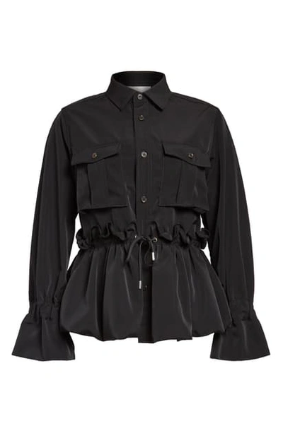 Shop Noir Kei Ninomiya Ruffle Cinch Waist Jacket In Black