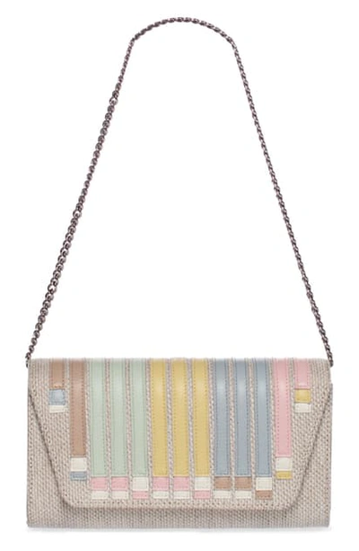 Shop Akris Anounk Small Canvas & Leather Envelope Bag In Light Grey Multi