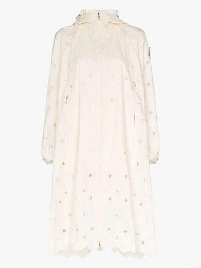 Shop Moncler Genius 4 Moncler Simone Rocha Zaleia Embroidered Raincoat - Women's - Cotton/polyester In White