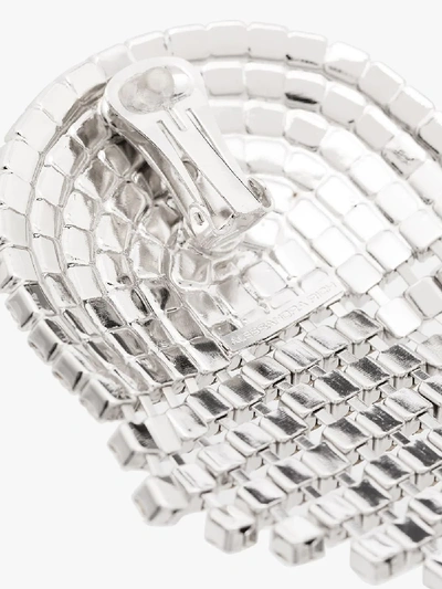 Shop Alessandra Rich Silver Tone Half Circle Cascade Crystal Earrings In Metallic