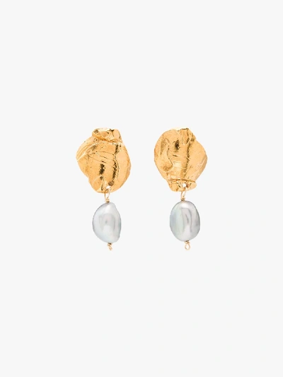 Shop Alighieri Gold-plated Shadow Pearl Drop Earrings