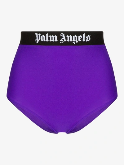 Shop Palm Angels High Waist Bikini Bottoms In Purple