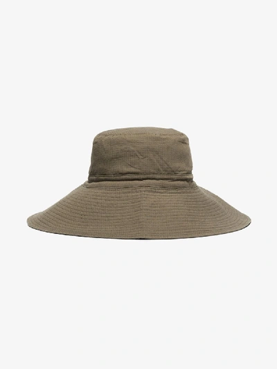 Shop Ganni Khaki Ripstop Cotton Hat In Green