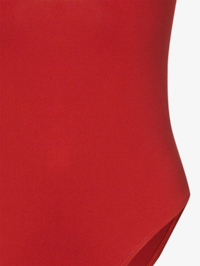Shop Asceno Comporta V-neck Swimsuit In Red