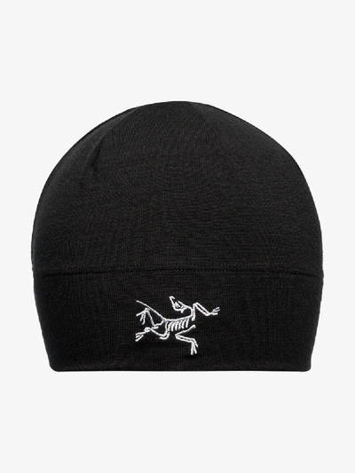 Shop Arc'teryx Black Rho Stretch Wool Beanie Hat