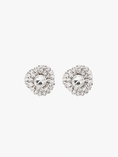 Shop Alessandra Rich Silver Torchon Crystal Earrings