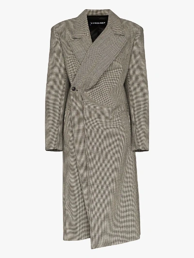Shop Y/project Pop-up Lapel Checked Wool Coat In Black