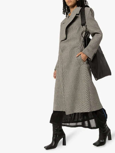 Shop Y/project Pop-up Lapel Checked Wool Coat In Black