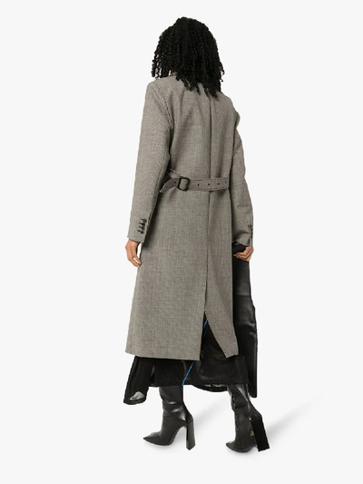 Shop Y/project Pop-up Lapel Checked Wool Coat In Black