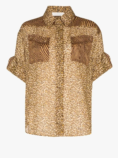 Shop Zimmermann Leopard Print Shirt In Brown