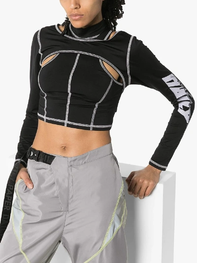 Shop Daily Paper Holero Cutout Crop Top In Black