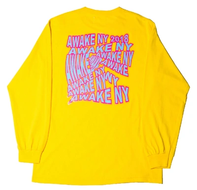 Pre-owned Awake Wave Logo L/s Tee Yellow