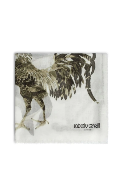 Shop Roberto Cavalli Hybrid Animals Print Scarf In White