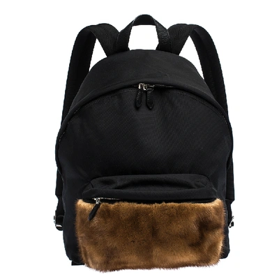 Pre-owned Givenchy Black/brown Nylon And Calfhair Backpack