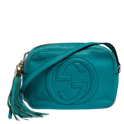 Pre-owned Gucci Turquoise Leather Soho Disco Crossbody Bag In Blue