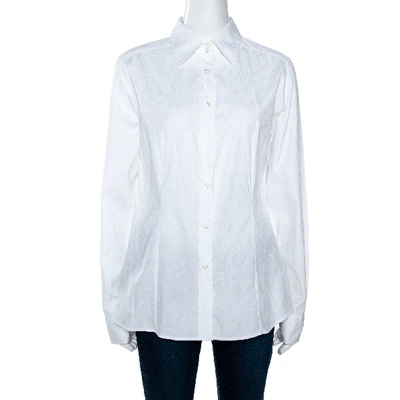 Pre-owned Etro White Paisley Woven Cotton Button Front Shirt L