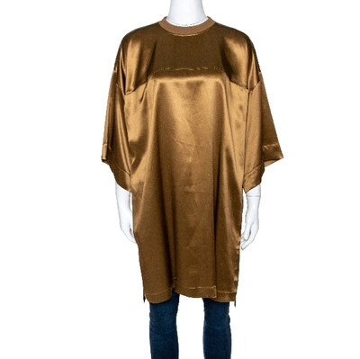 Pre-owned Givenchy Brown Silk Satin Crew Neck Tunic M