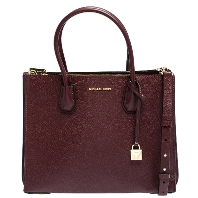 Pre-owned Michael Kors Burgundy Leather Mercer Tote