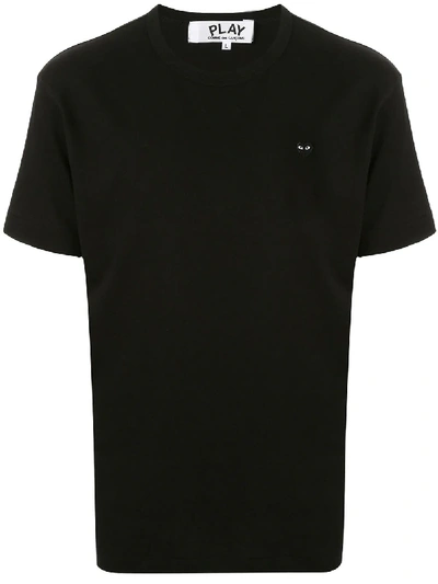 Shop Comme Des Garçons Play Embroidered Logo T-shirt In Black