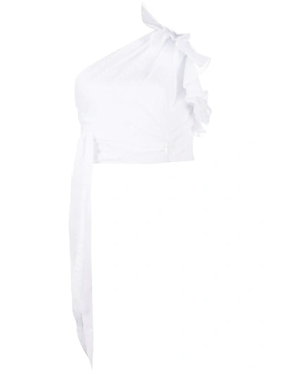 Shop Alexandre Vauthier Asymmetric One-shoulder Top In White