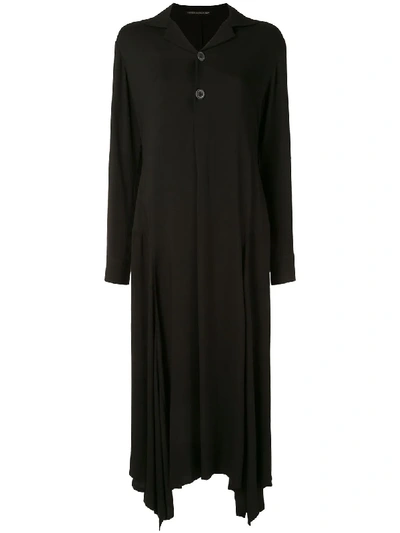 Shop Yohji Yamamoto Asymmetrical Shirt Dress In Black