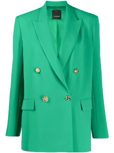 Shop Pinko Double Breasted Blazer In Green