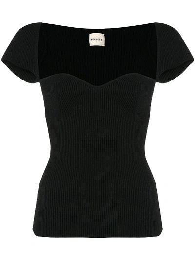 Shop Khaite Ista Ribbed Top In Black