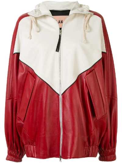 Shop Plan C Colour-block Bomber Jacket In Red