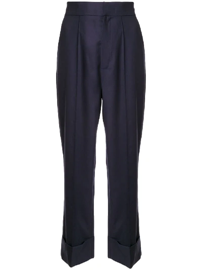 Shop Dice Kayek Pleated Front Trousers In Blue