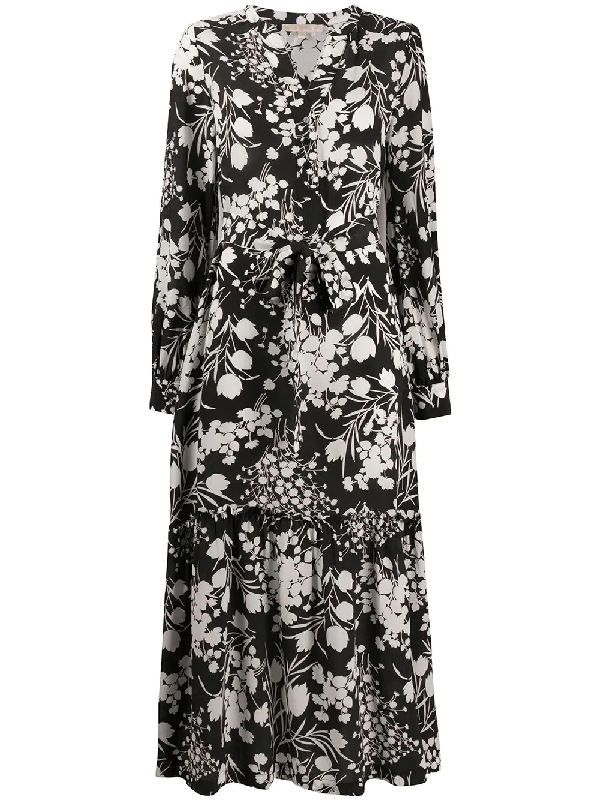 black printed belted dress