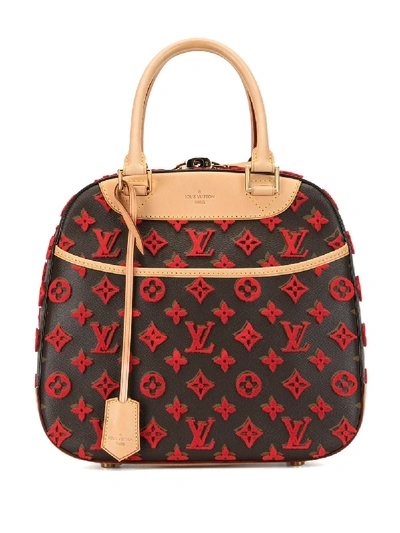 Pre-owned Louis Vuitton 2013  Limited Edition Rouge Monogram Tuffetage Deauville Cube Bag In Brown