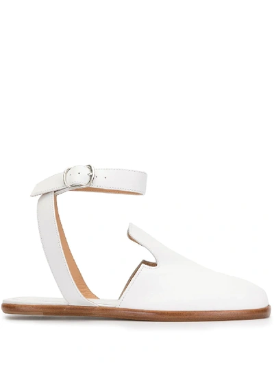 Shop Maison Margiela Tabi Toe Leather Sandals In White