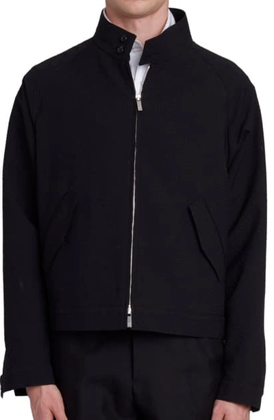 Shop Thom Browne Slim Fit Wool Seersucker Jacket In Black