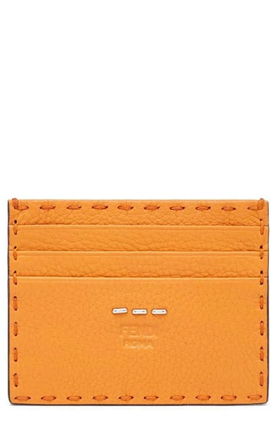 Shop Fendi Leather Card Case In Orange