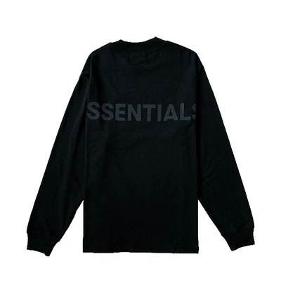 Pre-owned Fear Of God Essentials Logo Boxy Long Sleeve T-shirt Black/black