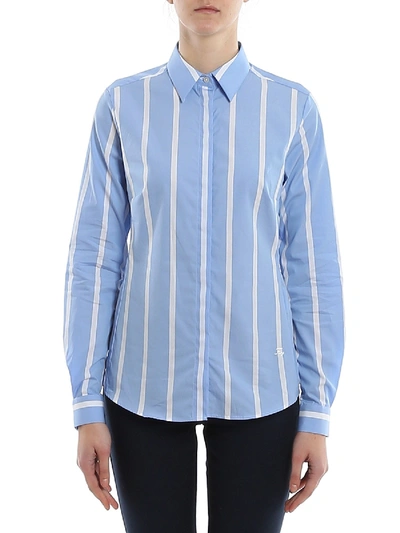 Shop Fay Striped Shirt In Light Blue