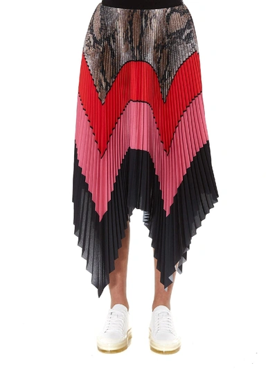 Shop Msgm Multicolor Striped Pleated Skirt