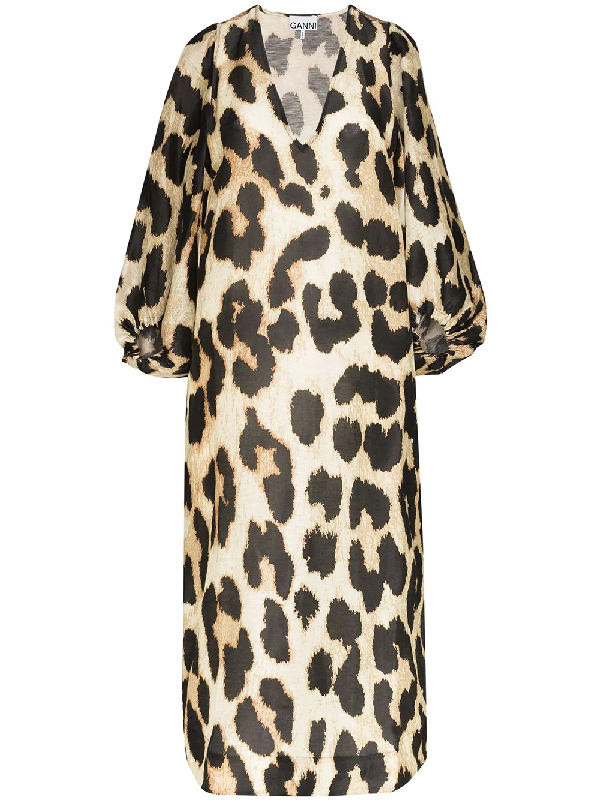 ganni leopard print maxi dress